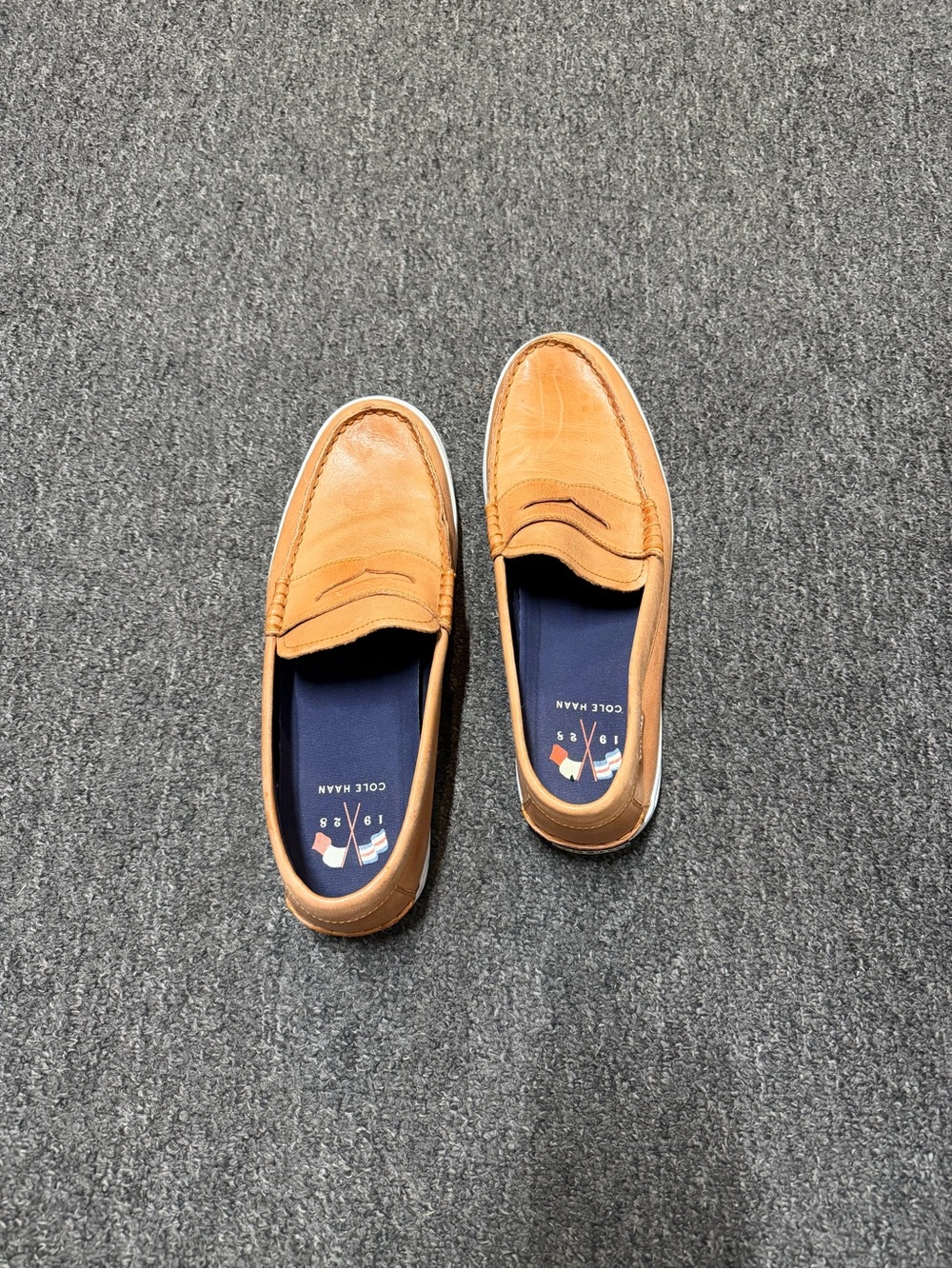 Cole Haan Men's Cognac Leather Penny Slip-Ons - Picture 2 of 5